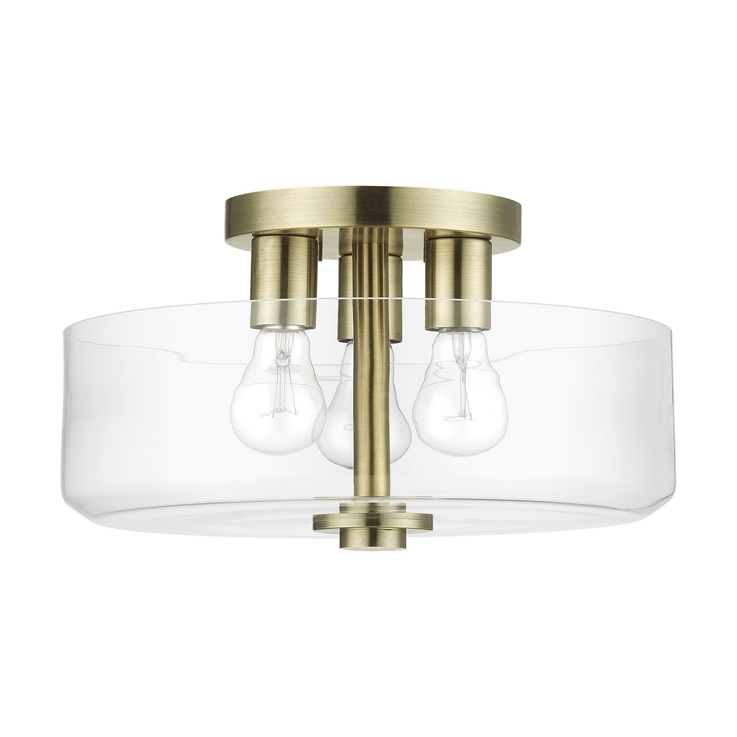 Livex Lighting - 46123-01 - Three Light Semi-Flush Mount - Whitworth - Antique Brass