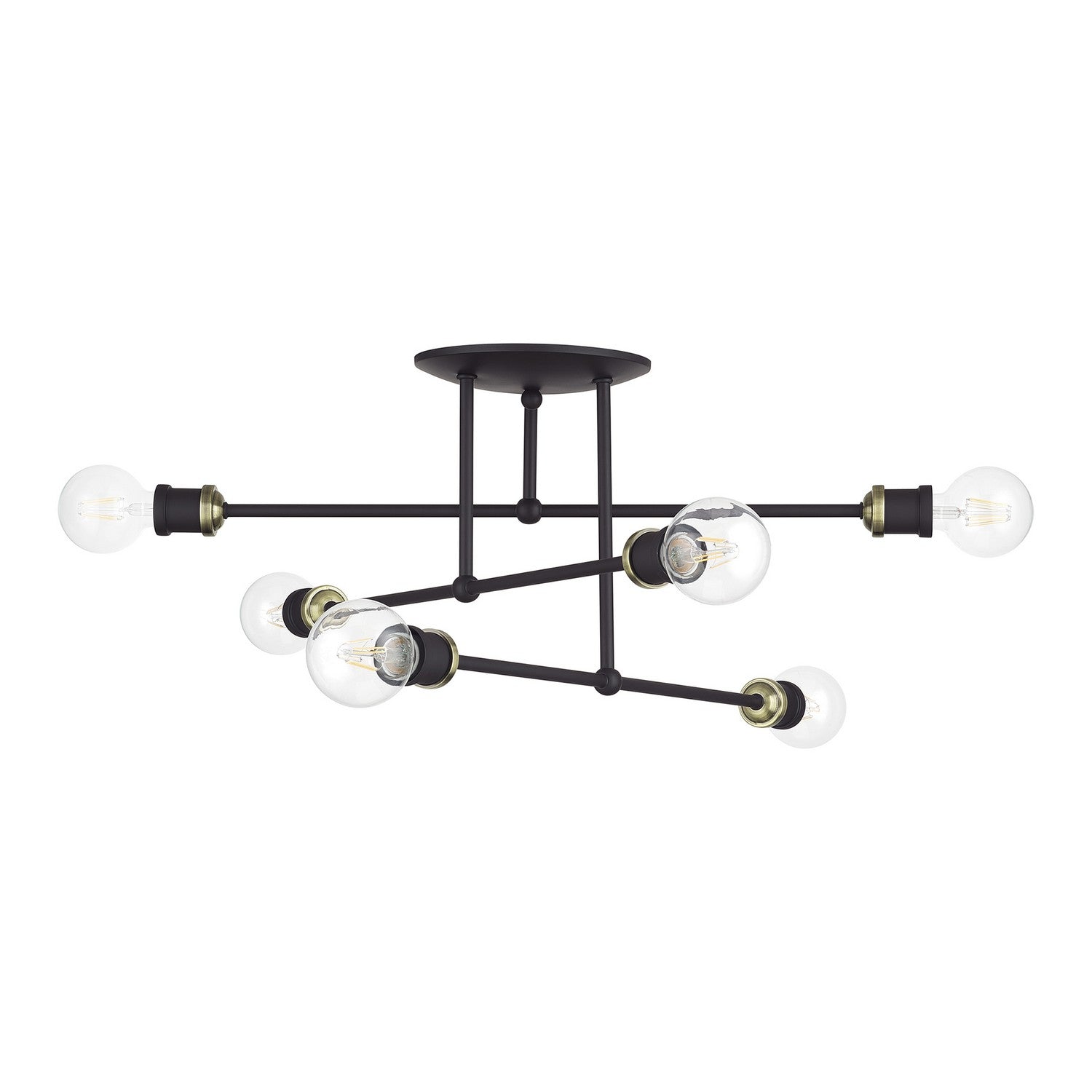 Livex Lighting - 47178-07 - Six Light Semi-Flush Mount - Delacroix - Bronze with Antique Brass