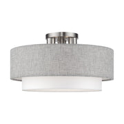 Livex Lighting - 60014-91 - Three Light Semi-Flush Mount - Brookmeade - Brushed Nickel