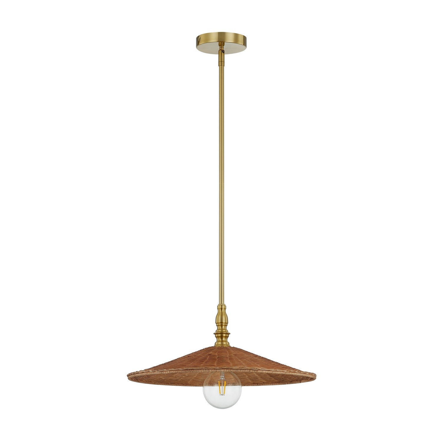 Forty West - 10336 - One Light Pendant - Sheldon - Brass/Natural Brown