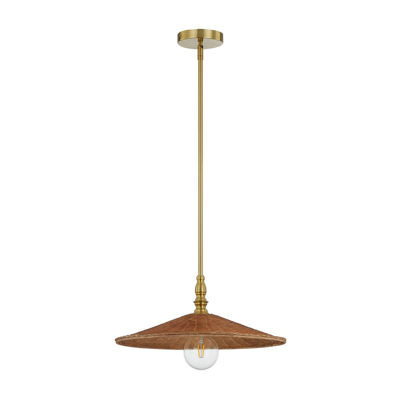 Forty West - 10336 - One Light Pendant - Sheldon - Brass/Natural Brown
