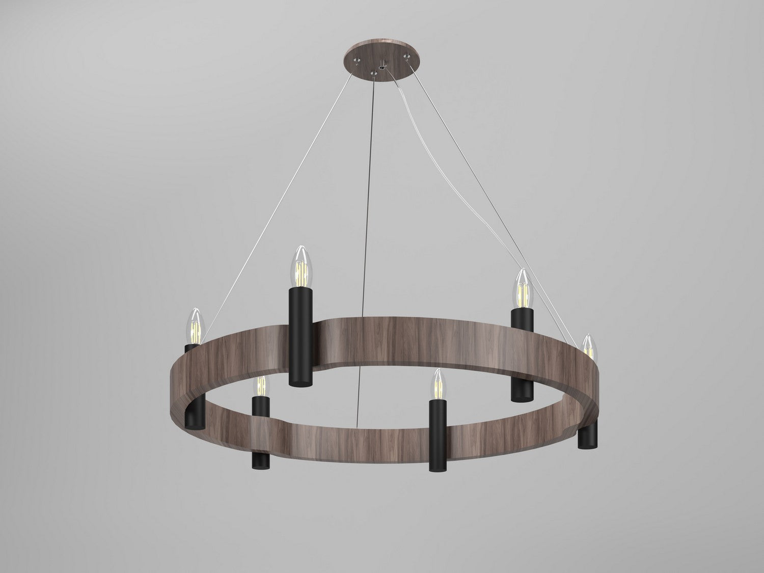Accord Lighting - 1525.18 - Six Light Pendant - Flow - American Walnut