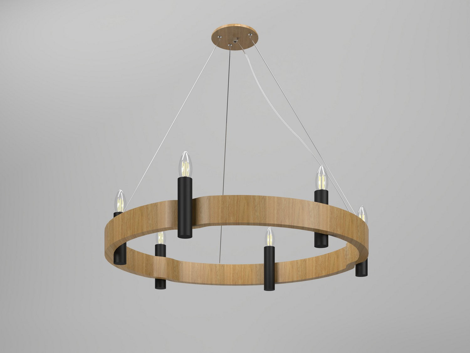 Accord Lighting - 1526.09 - Six Light Pendant - Flow - Louro Freijo
