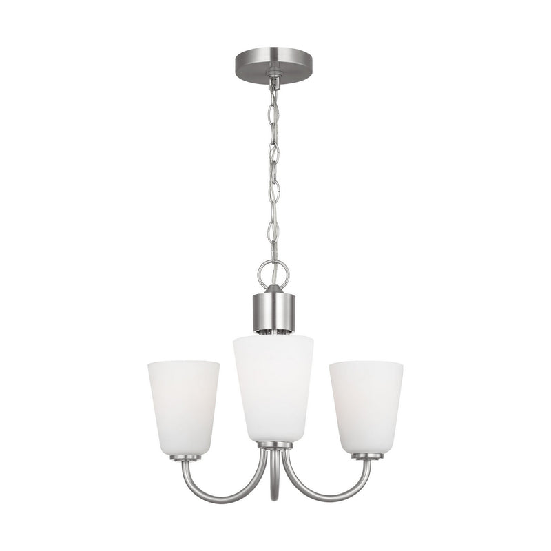 Generation Lighting - GLC1123BS - Three Light Chandelier - Miles - Brushed Nickel