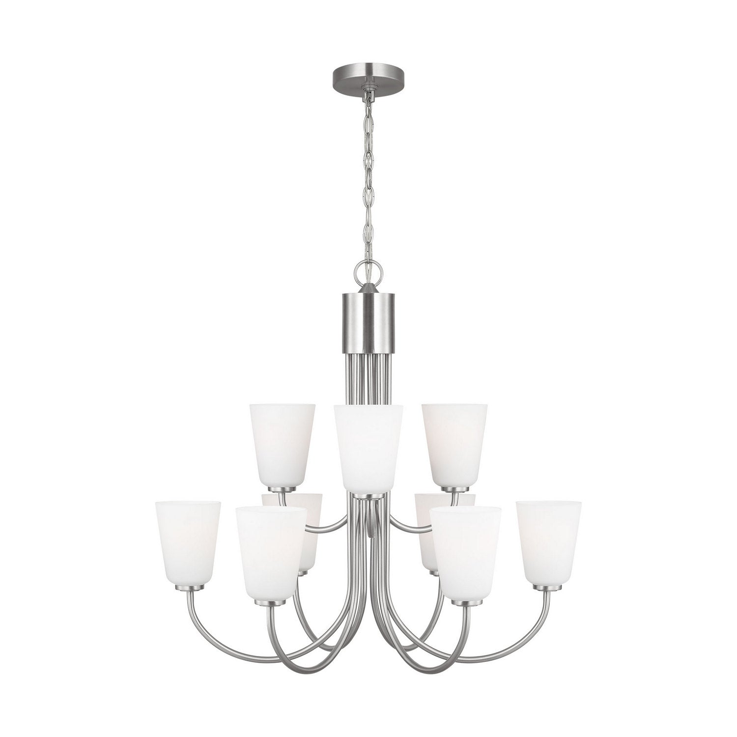 Generation Lighting - GLC1139BS - Nine Light Chandelier - Miles - Brushed Nickel