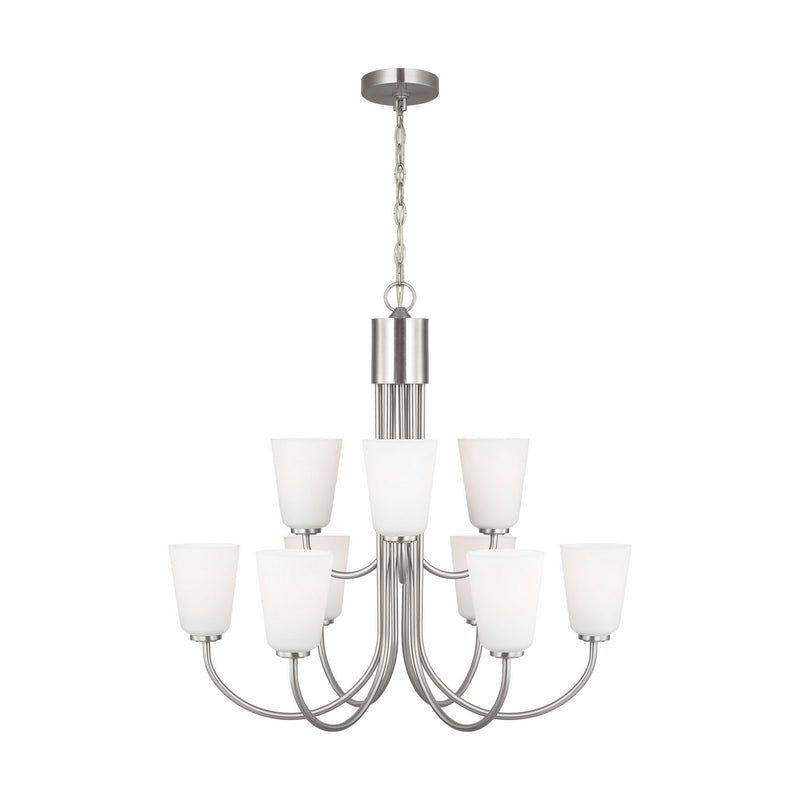 Generation Lighting - GLC1139BS - Nine Light Chandelier - Miles - Brushed Nickel