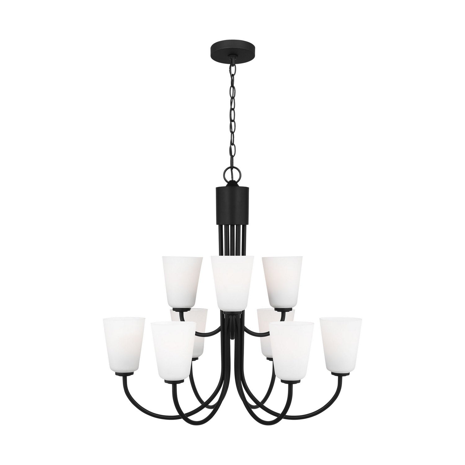 Generation Lighting - GLC1139MBK - Nine Light Chandelier - Miles - Midnight Black