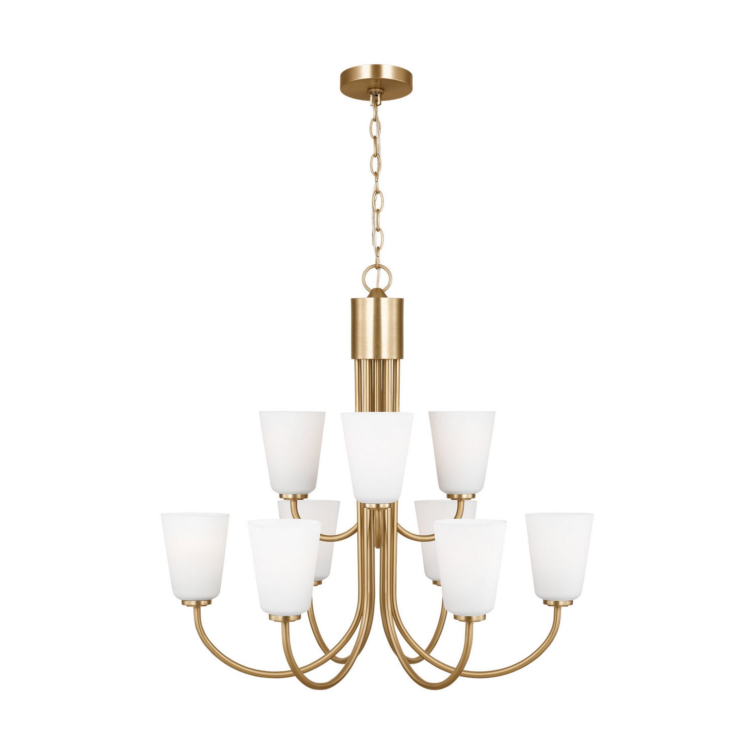 Generation Lighting - GLC1139SB - Nine Light Chandelier - Miles - Satin Brass