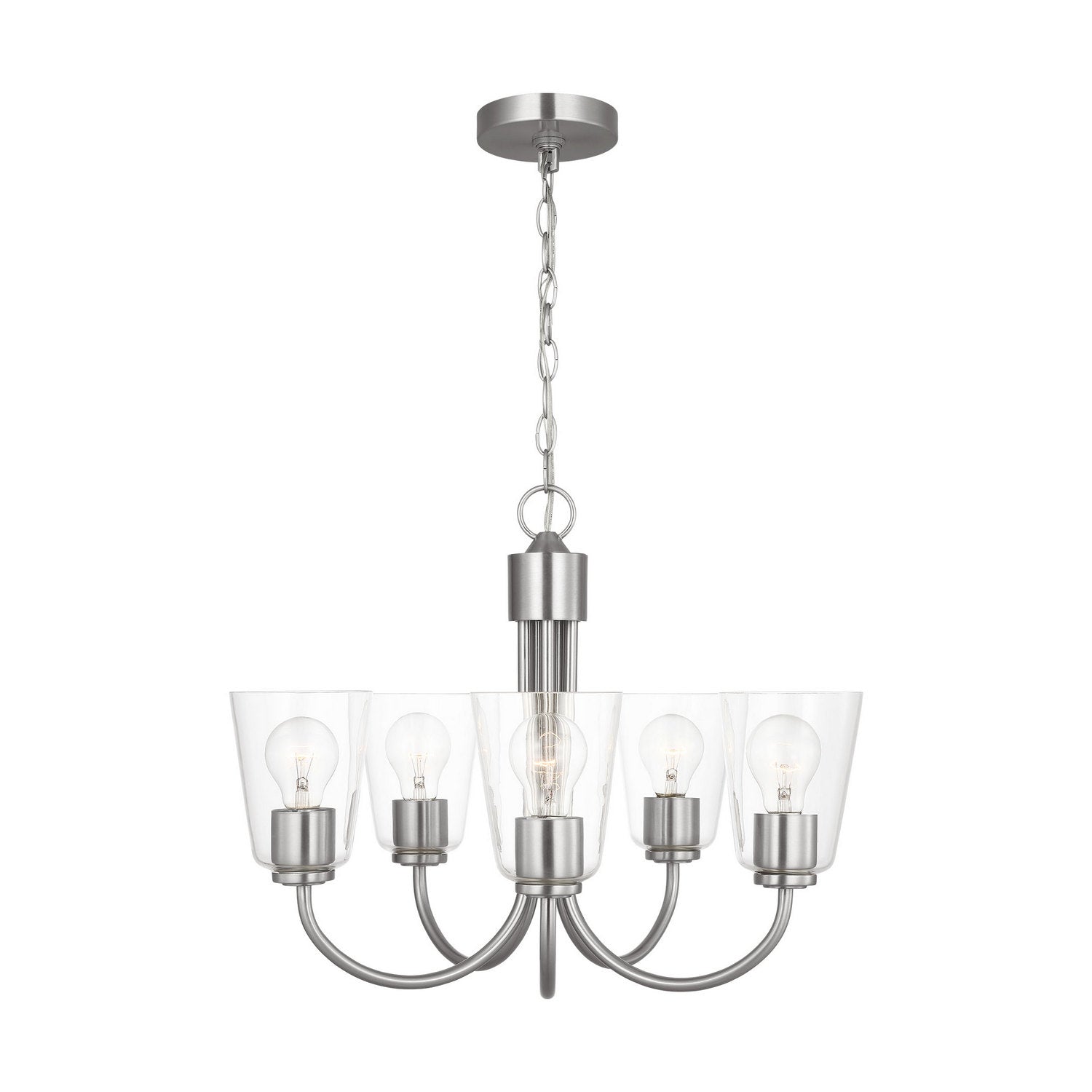 Generation Lighting - GLC1145BS - Five Light Chandelier - Miles - Brushed Nickel