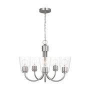 Generation Lighting - GLC1145BS - Five Light Chandelier - Miles - Brushed Nickel