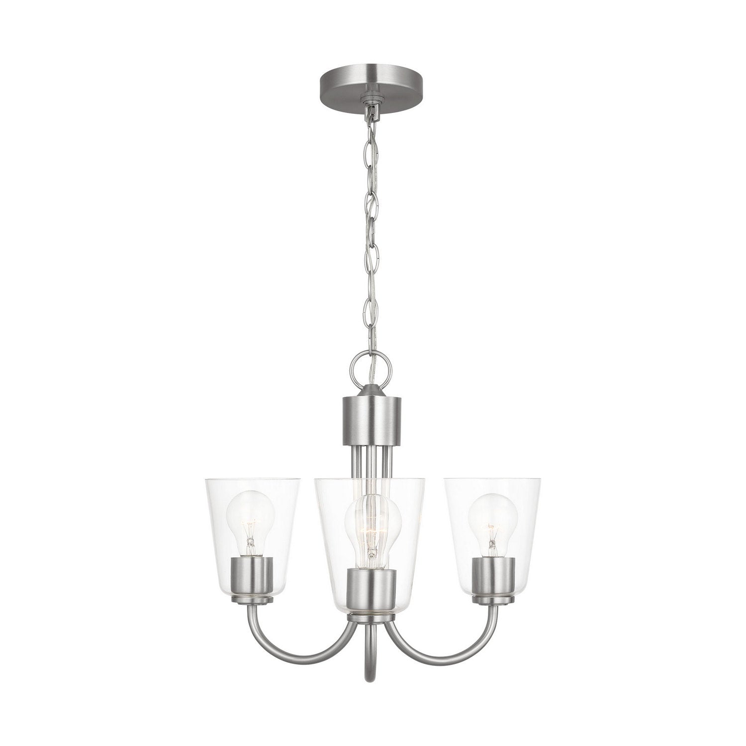 Generation Lighting - GLC1153BS - Three Light Chandelier - Miles - Brushed Nickel