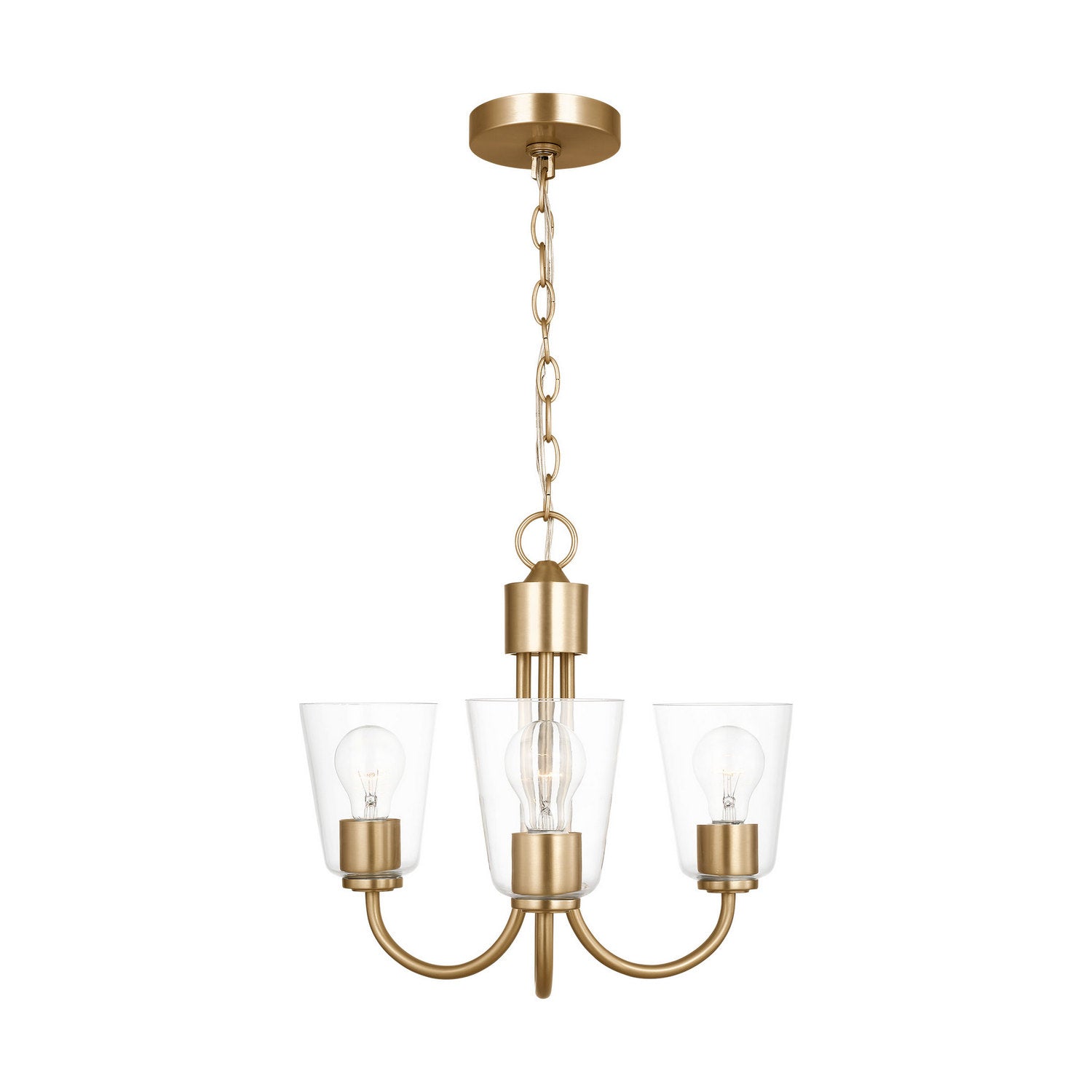 Generation Lighting - GLC1153SB - Three Light Chandelier - Miles - Satin Brass