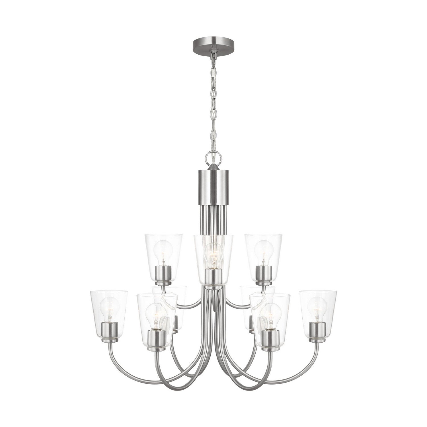 Generation Lighting - GLC1169BS - Nine Light Chandelier - Miles - Brushed Nickel