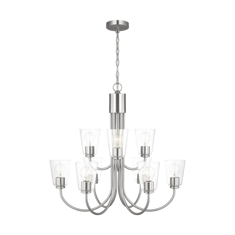 Generation Lighting - GLC1169BS - Nine Light Chandelier - Miles - Brushed Nickel