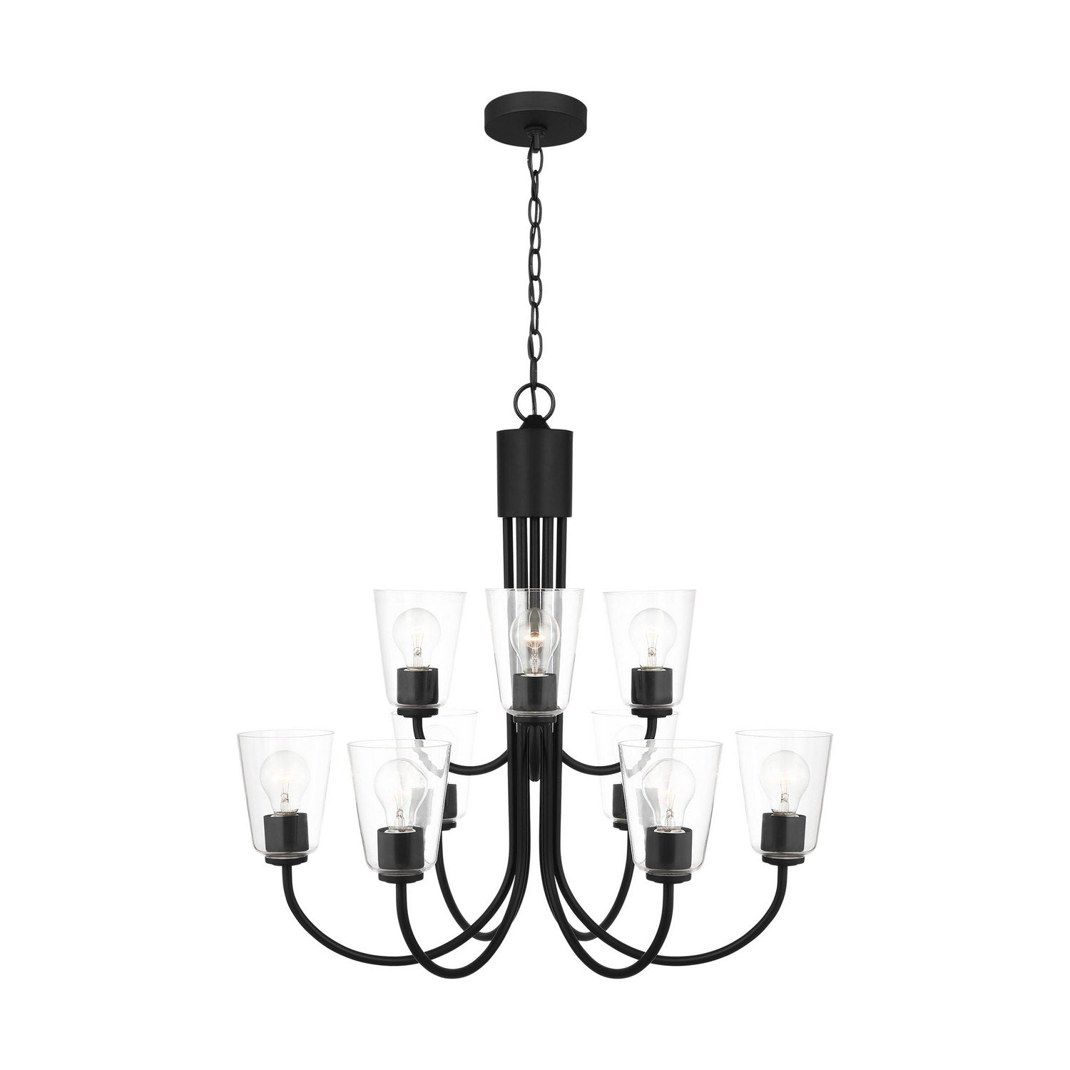 Generation Lighting - GLC1169MBK - Nine Light Chandelier - Miles - Midnight Black