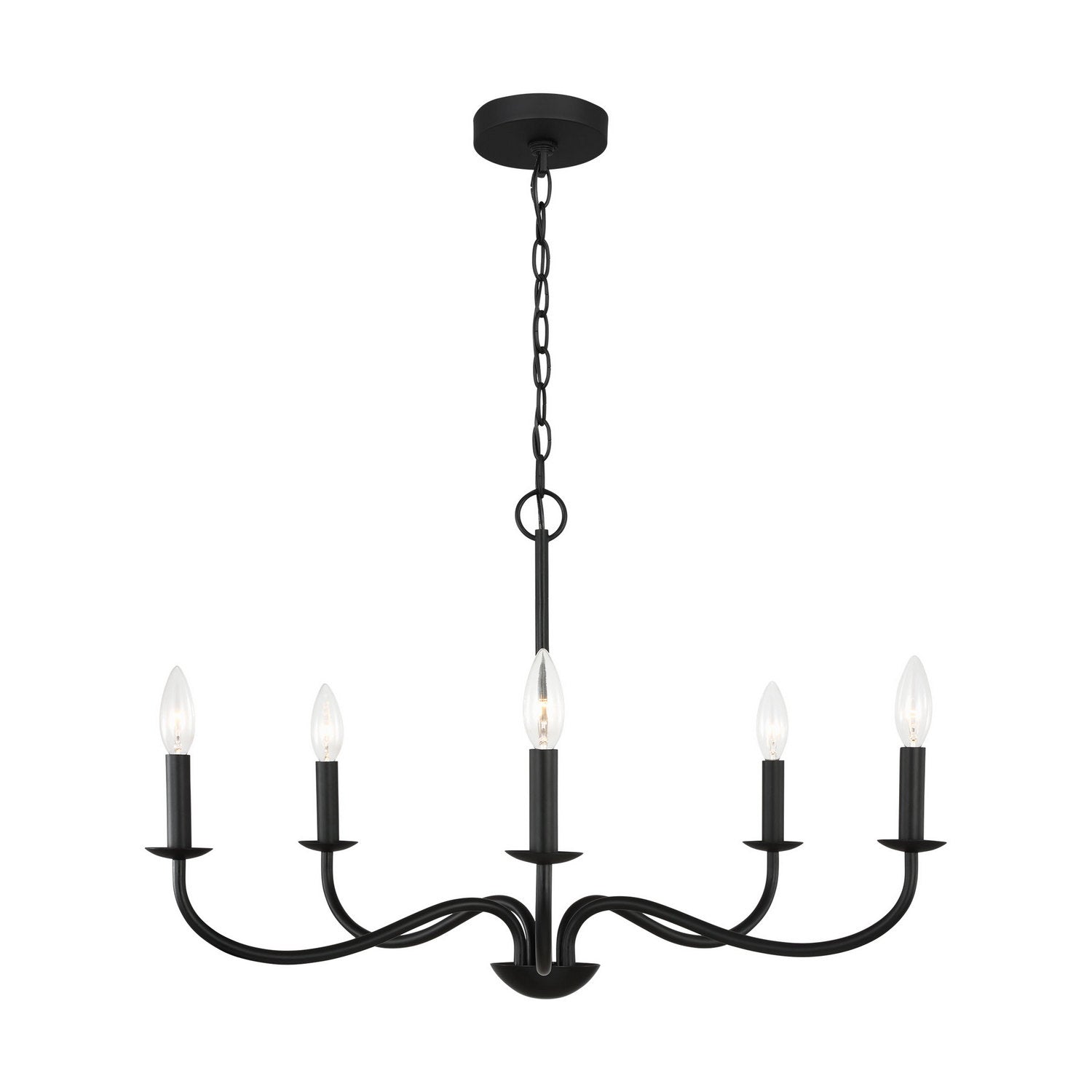 Generation Lighting - GLC1205MBK - Five Light Chandelier - Abells - Midnight Black