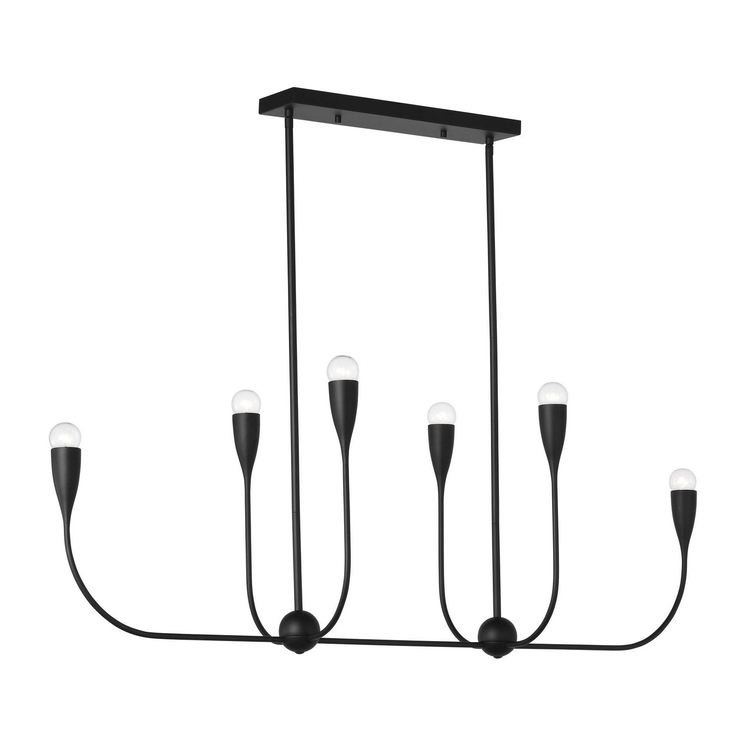 Generation Lighting - GLC1226MBK - Six Light Linear Chandelier - Maya - Midnight Black