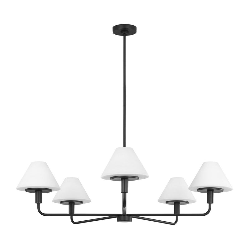 Generation Lighting - GLC1235MBK - Five Light Chandelier - Mendota - Midnight Black