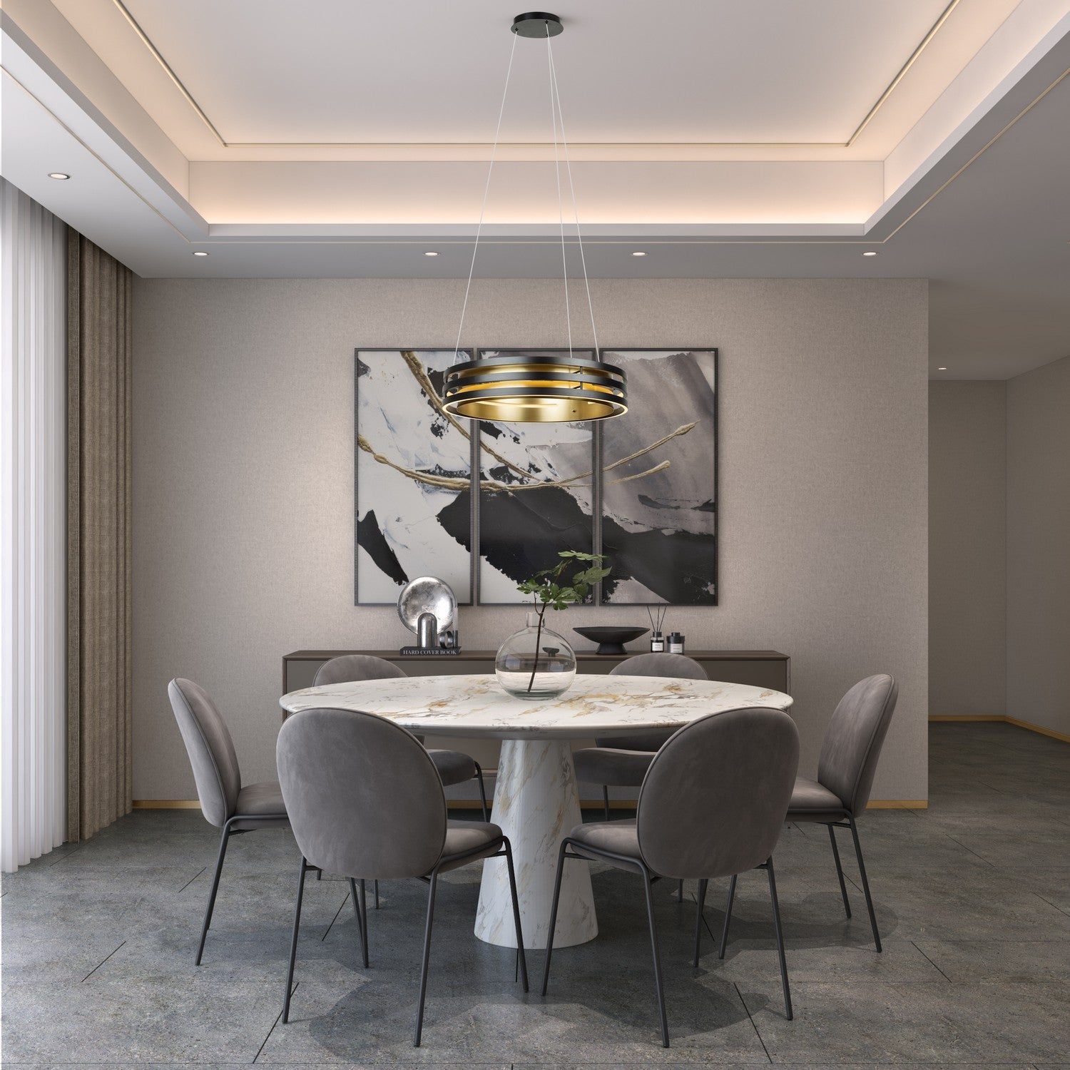 Artcraft - AC6750BB - LED Chandelier - Toledo - Black and Brushed Brass