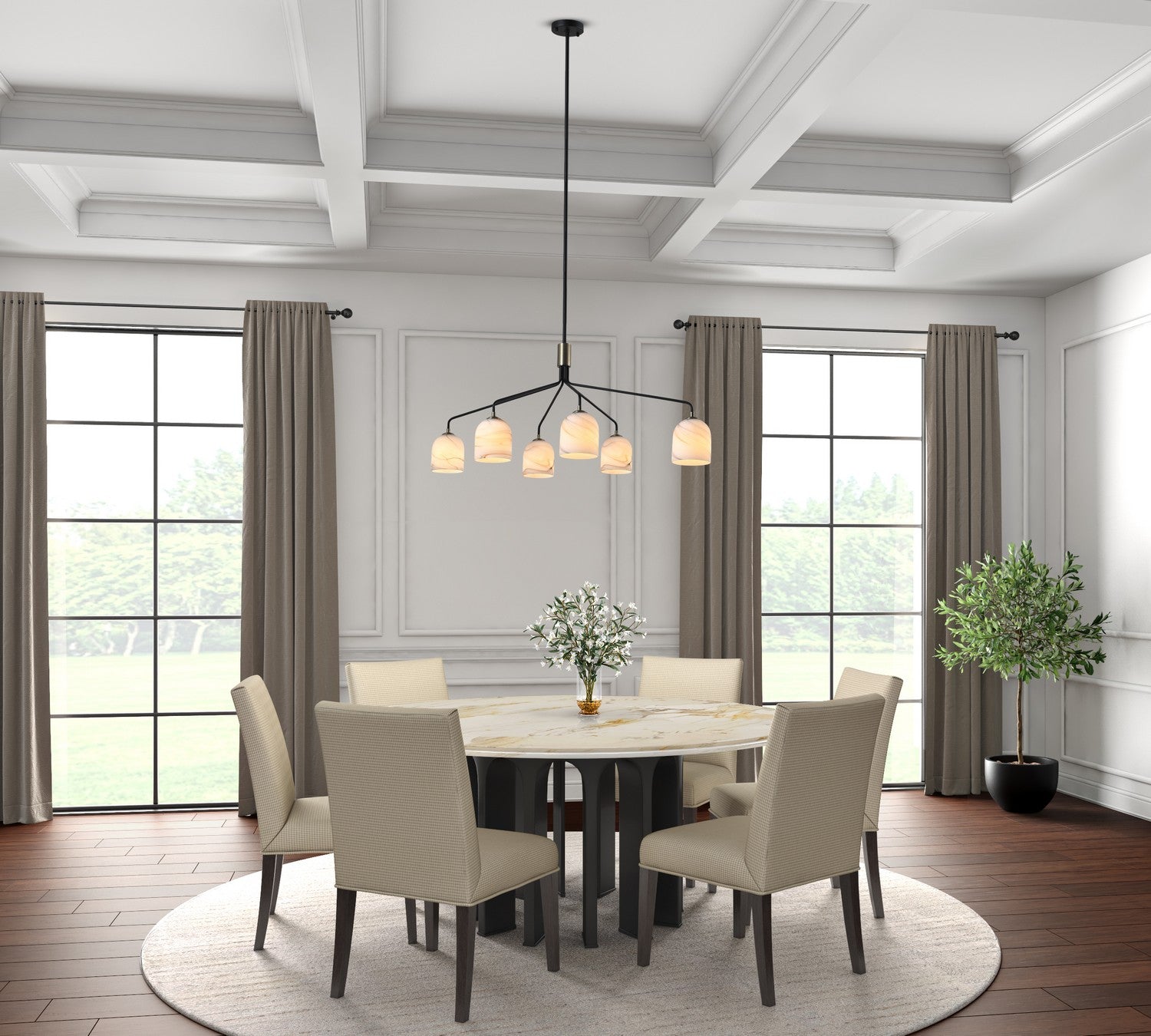 Artcraft - SC13376BB - Six Light Chandelier - Crema - Black, Brushed Brass