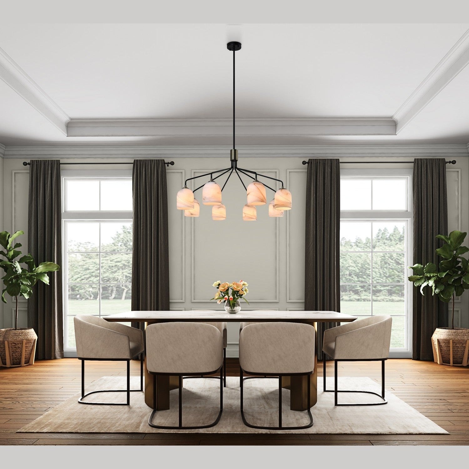 Artcraft - SC13378BB - Eight Light Chandelier - Crema - Black, Brushed Brass