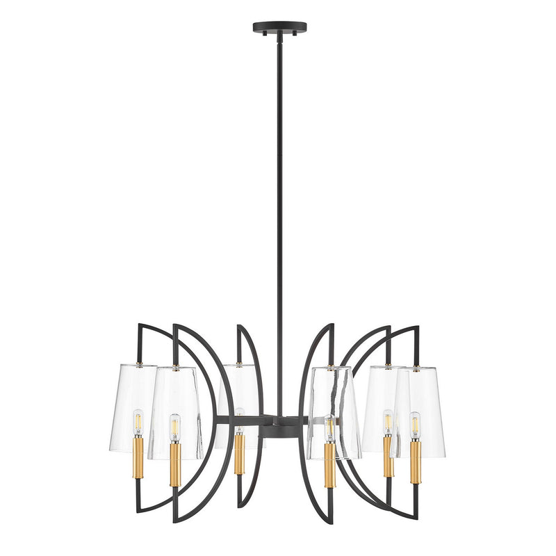Savoy House - 1-7168-6-143 - Six Light Chandelier - Hanley - Matte Black and Warm Brass