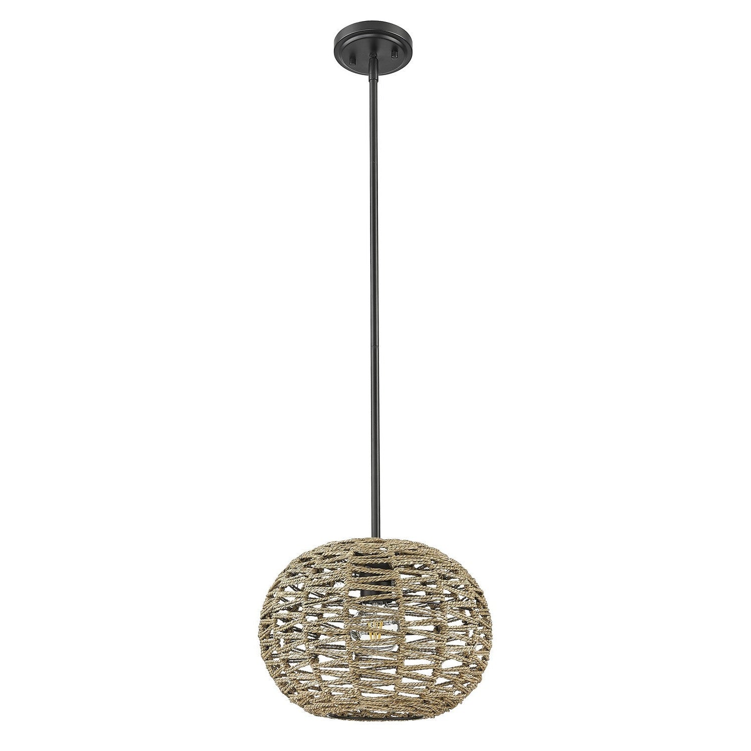 Acclaim Lighting - IN20005BK - One Light Pendant - Berkshire - Black Metal with Natural Seagrass