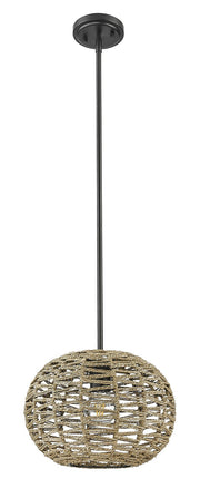 Acclaim Lighting - IN20005BK - One Light Pendant - Berkshire - Black Metal with Natural Seagrass