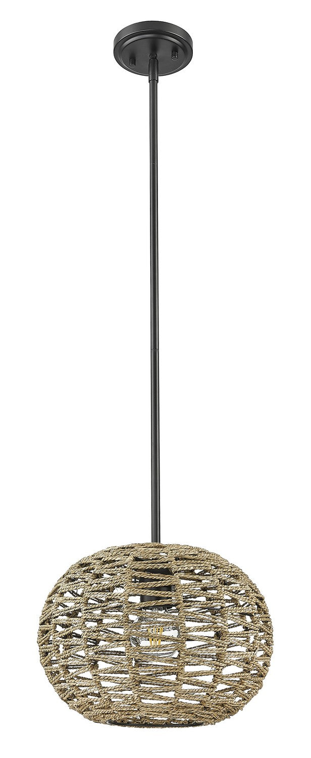 Acclaim Lighting - IN20005BK - One Light Pendant - Berkshire - Black Metal with Natural Seagrass