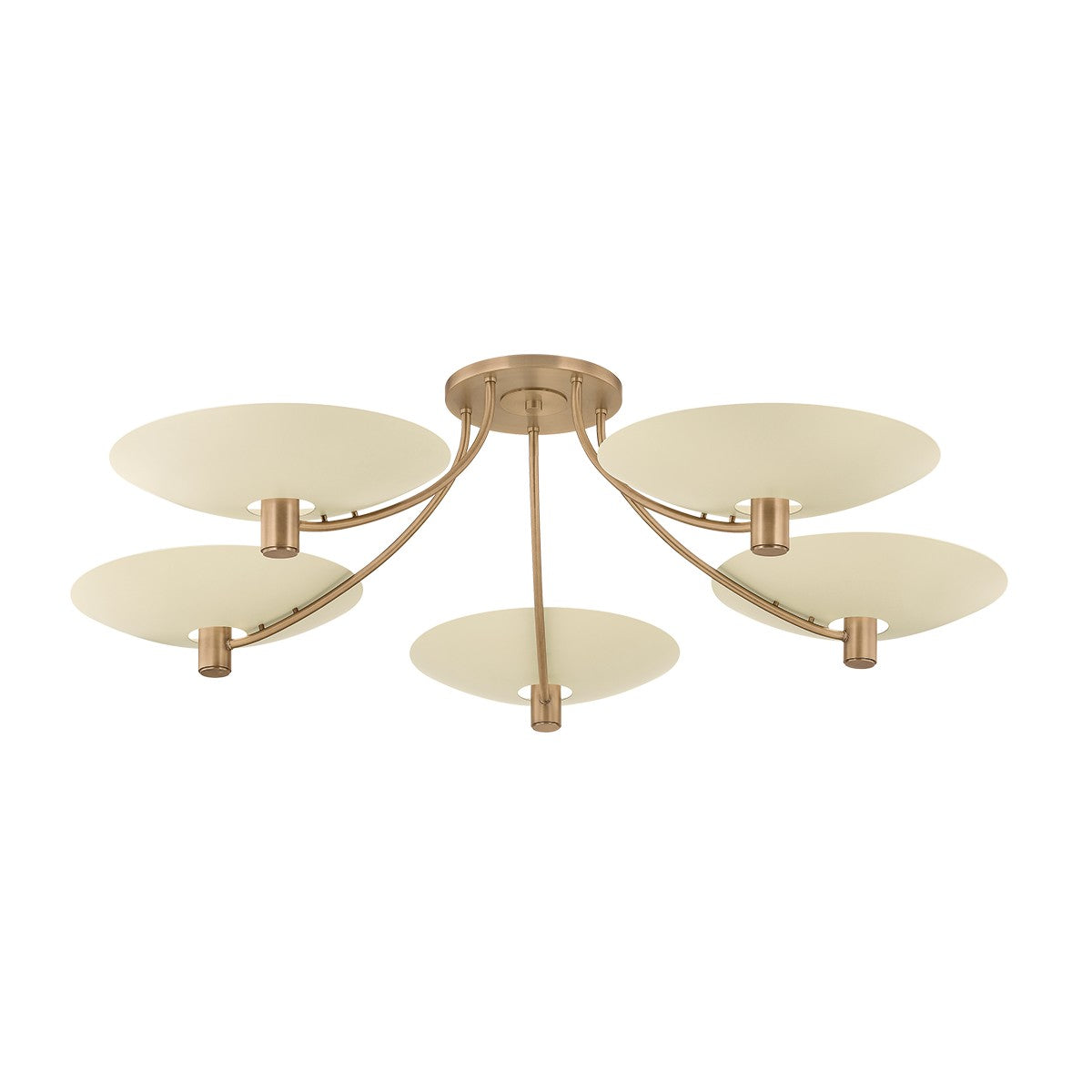 Troy Lighting - C1160-PBR/SSD - Five Light Semi Flush Mount - Wolfe - Patina Brass/Soft Sand