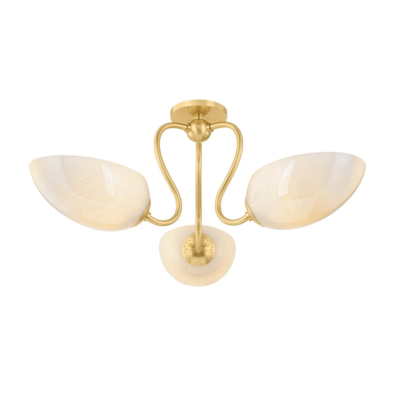 Mitzi - H1064603-AGB - Three Light Semi Flush Mount - Reva - Aged Brass