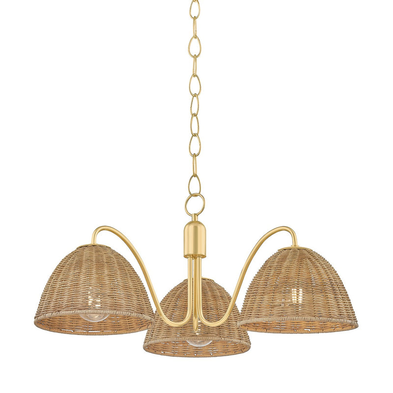 Mitzi - H1081803-AGB - Three Light Chandelier - Katniss - Aged Brass