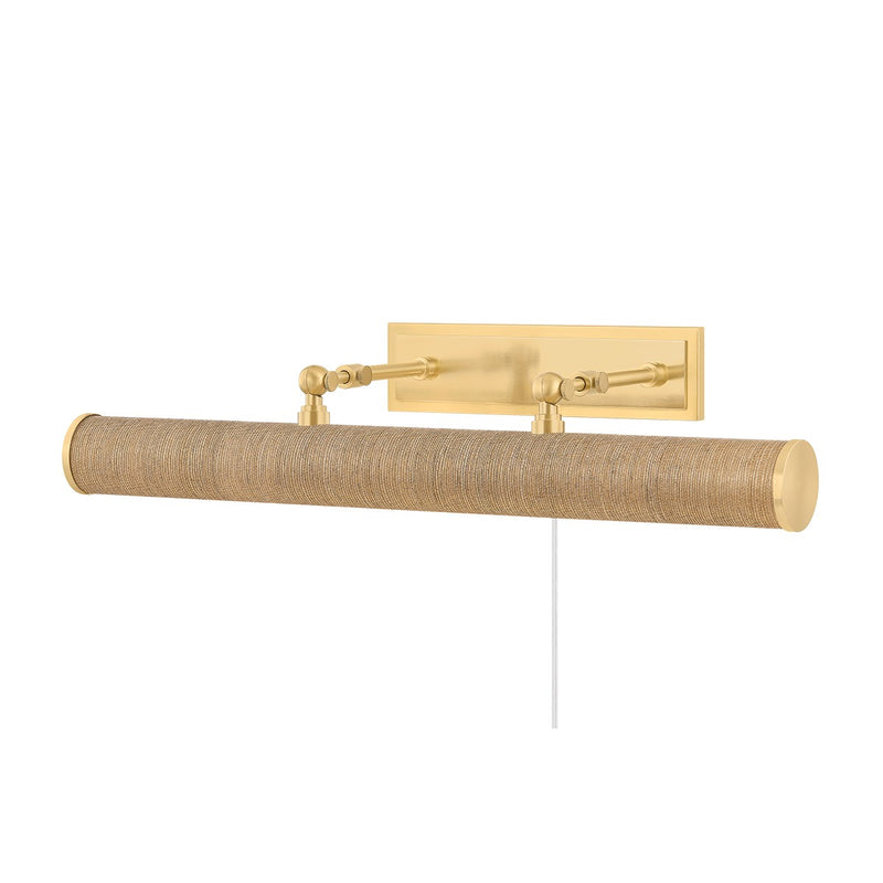 Mitzi - HL263203-AGB/GC - Three Light Picture Light - Holly - Aged Brass/Grasscloth