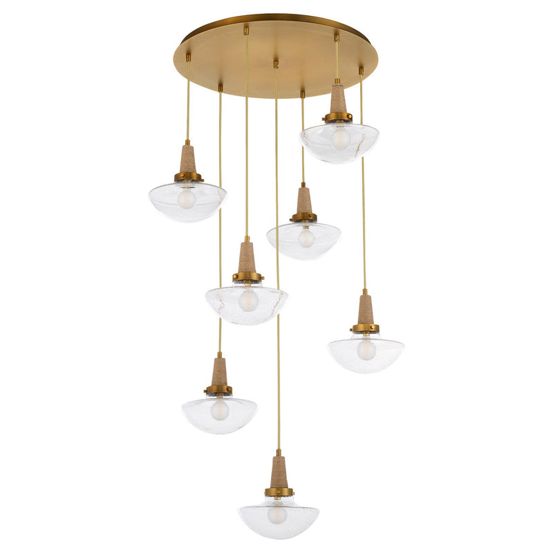 Quorum - 692-7-47 - Seven Light Pendant - Stockport - Brushed Brass