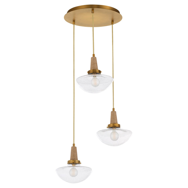 Quorum - 692-3-47 - Three Light Pendant - Stockport - Brushed Brass