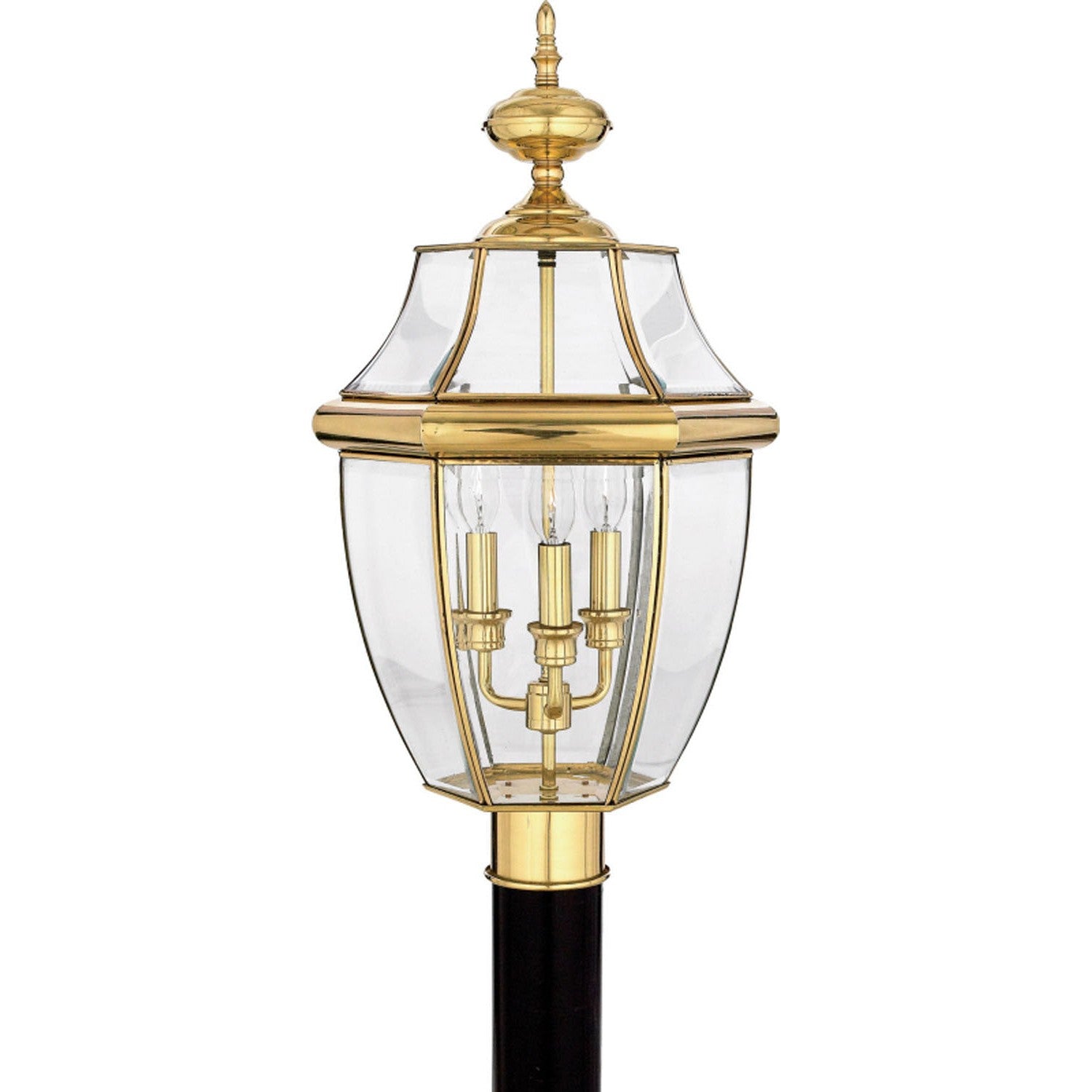 Quoizel - NY9043B - Three Light Outdoor Post Lantern - Newbury - Polished Brass