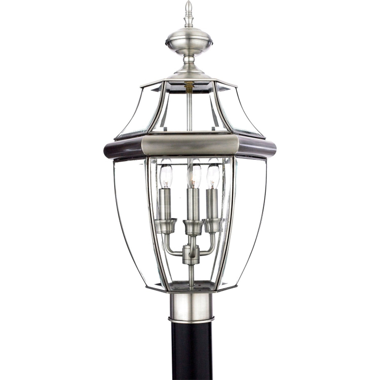 Quoizel - NY9043P - Three Light Outdoor Post Lantern - Newbury - Pewter