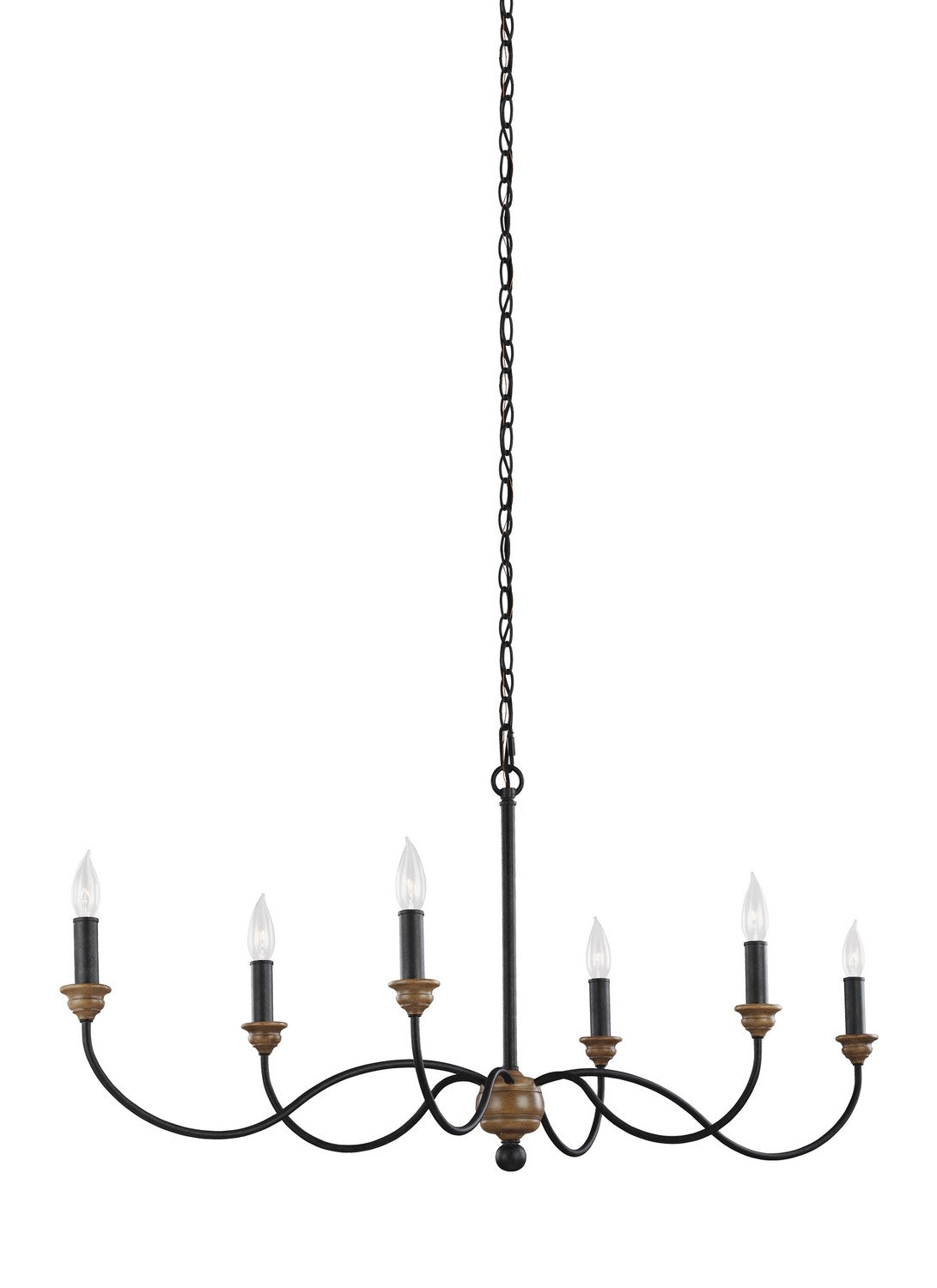 Generation Lighting - F3000EN/6DWZ/WO - Six Light Chandelier - Hartsville - Dark Weathered Zinc / Weathered Oak