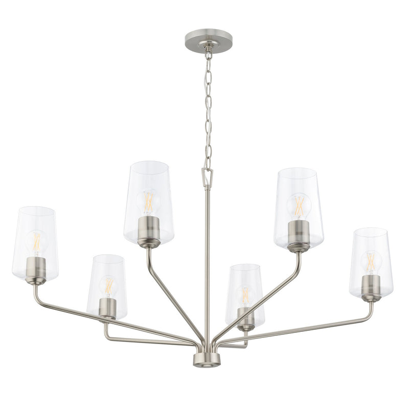 Progress Lighting - P400444-009 - Six Light Chandelier - Celino - Brushed Nickel