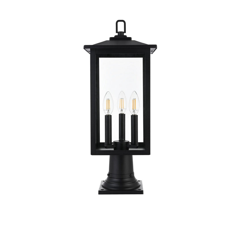 Elegant Lighting - OD325P22BK - Three Light Outdoor Post Mount - Carlisle - Black