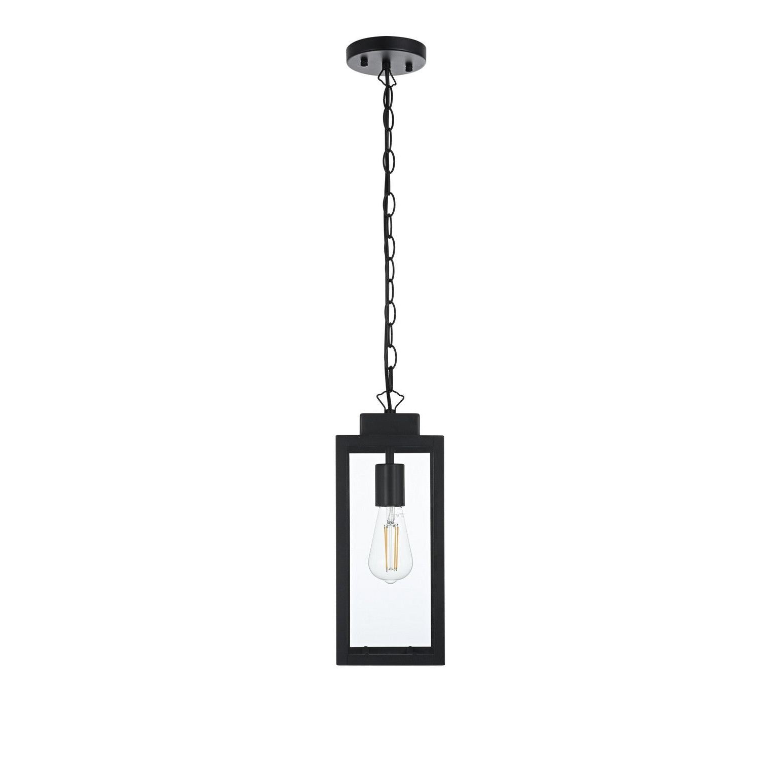 Elegant Lighting - OD330H15BK - One Light Outdoor Pendant - Hilton - Black
