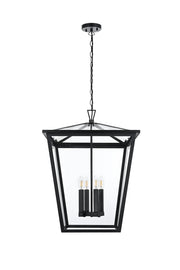 Elegant Lighting - OD334H27BK - Four Light Outdoor Pendant - Oxford - Black