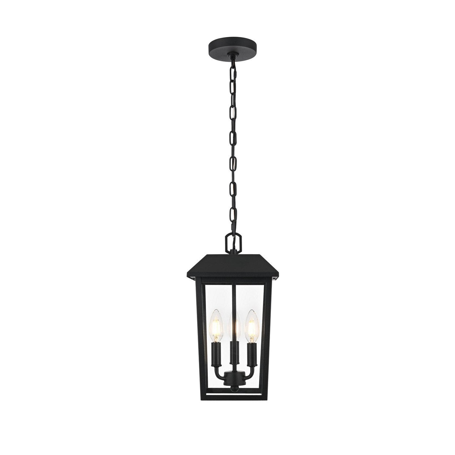 Elegant Lighting - OD502H15BK - Three Light Outdoor Pendant - Riggs - Black