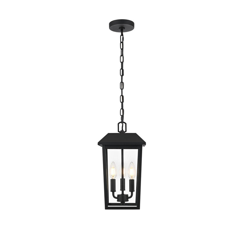 Elegant Lighting - OD502H15BK - Three Light Outdoor Pendant - Riggs - Black