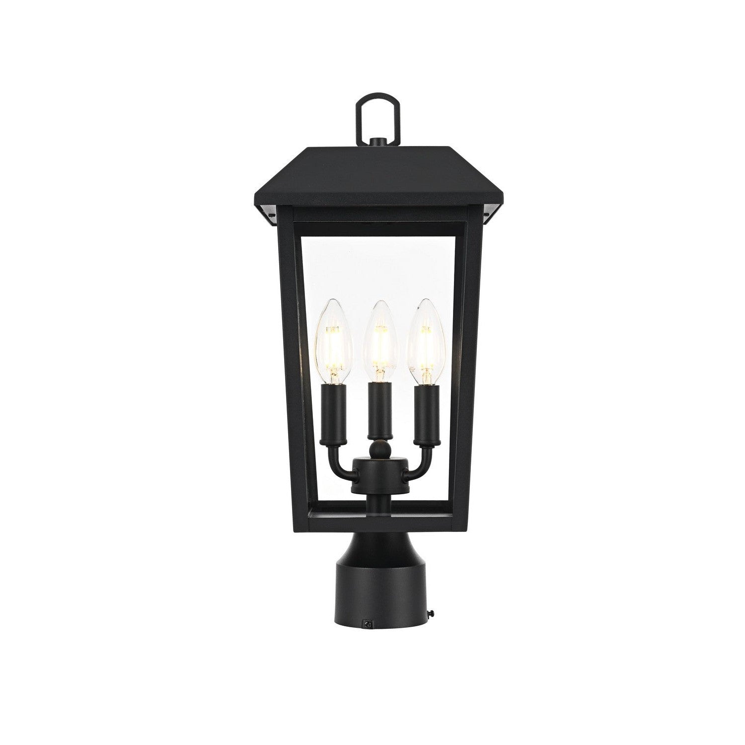 Elegant Lighting - OD502P18BK - Three Light Outdoor Post Mount - Riggs - Black