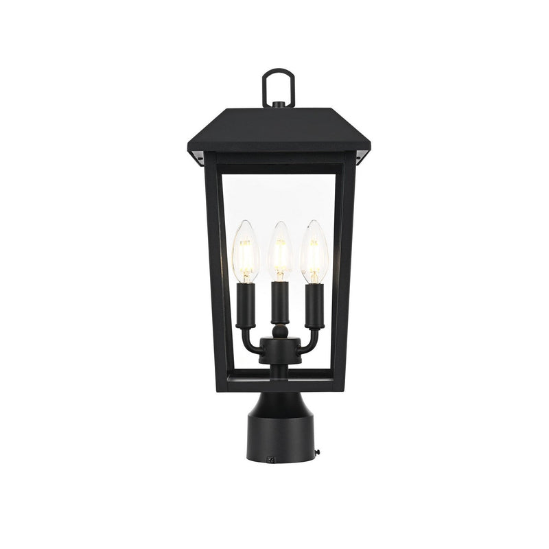 Elegant Lighting - OD502P18BK - Three Light Outdoor Post Mount - Riggs - Black