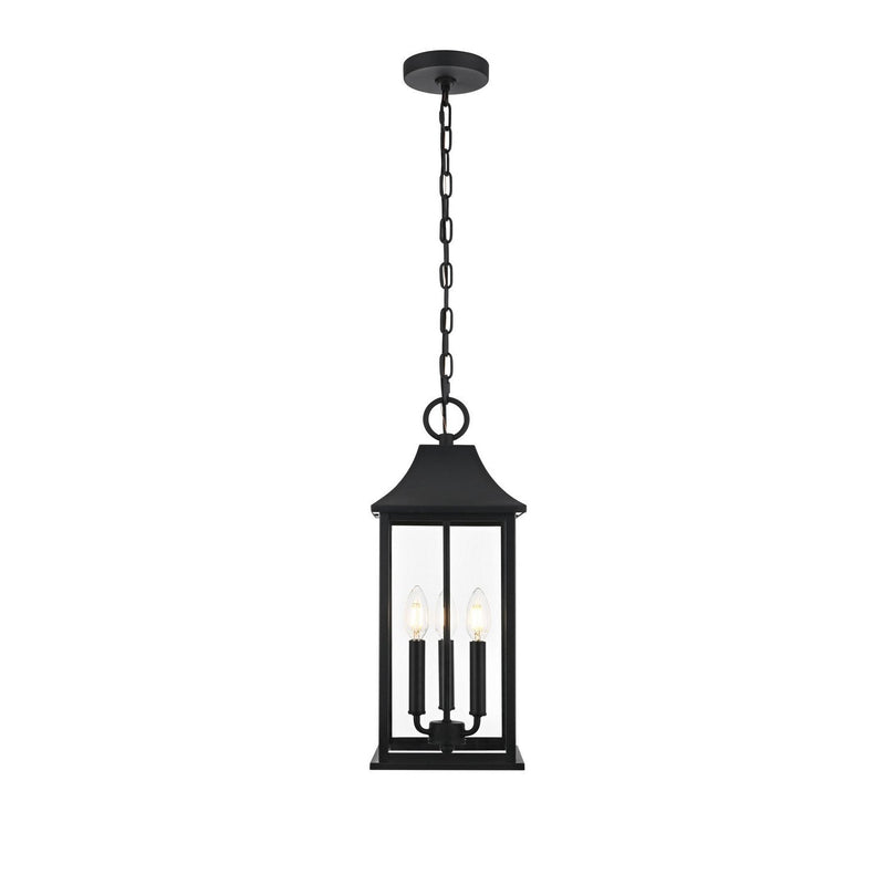 Elegant Lighting - OD503H21BK - Three Light Outdoor Pendant - Shepard - Black