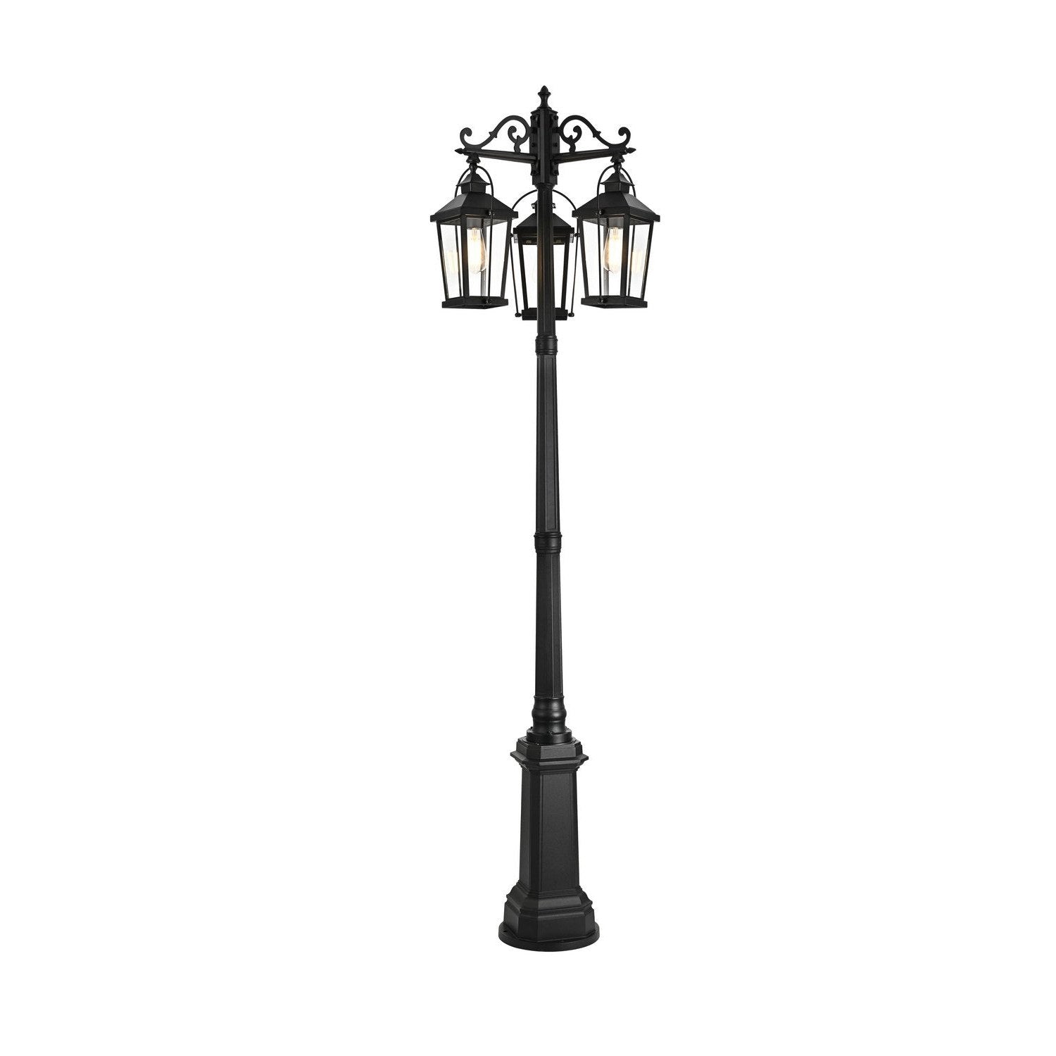 Elegant Lighting - OD605P84BK - Three Light Outdoor Post Mount - Luz - Black and Clear