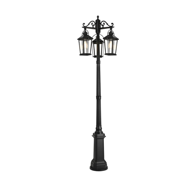 Elegant Lighting - OD605P84BK - Three Light Outdoor Post Mount - Luz - Black and Clear