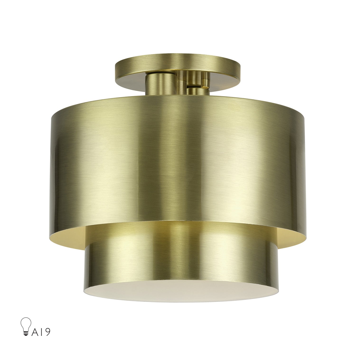 Livex Lighting - 40054-01 - Two Light Semi-Flush Mount - Zolana - Antique Brass